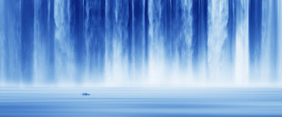 高山流水瀑布山水背景墙