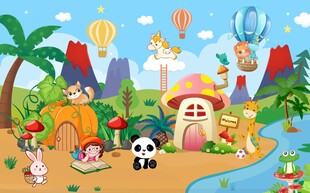 卡通动物的欢乐奇幻世界