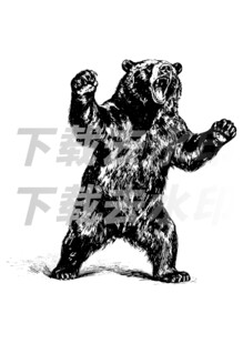 矢量手绘线描黑熊