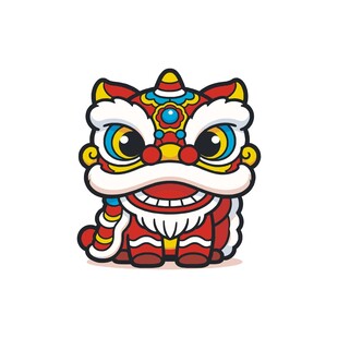 可爱卡通舞狮醒狮形象