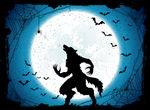 狼人月夜狼人杀插画矢量图图片