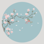 新中式圆形花鸟工笔画图片