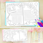 五一劳动节线描涂色小报手抄报