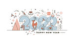 2022圣诞节新年平面线设计