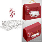 手绘银龙鱼主题礼盒平面图