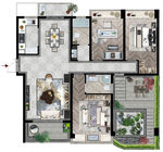 中式彩平图 别墅