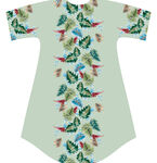 花鸟图案中式短袖长衫