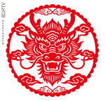 传统剪纸龙图案装饰画新年静电贴