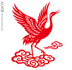 剪纸仙鹤祥云图案插画剪影