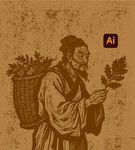 古代采药人形象
