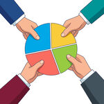 团队拼图协作插画