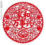 家和万事兴剪纸窗花春节静电贴