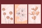 简约花卉三联装饰画矢量图