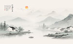 中国风水墨江南水乡背景图
