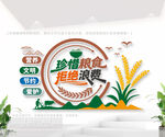 珍惜粮食拒绝浪费食堂文化墙