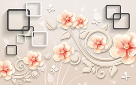 玉雕玫瑰花花藤方框立体背景墙