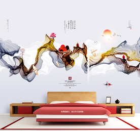 新中式 装饰画 写意山水画