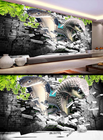 眼镜蛇破墙3D背景墙