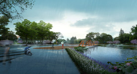 景观效果图雨景效果图公园效果图