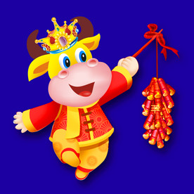 牛年门画卡通牛牛年门贴牛年大吉