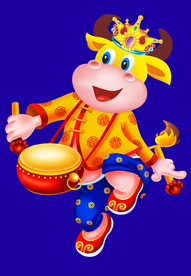 牛年门画牛年门贴卡通牛