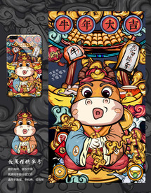 牛年国潮插画