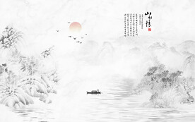 新中式山水背景墙