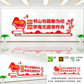 学校阅览室读书文化墙