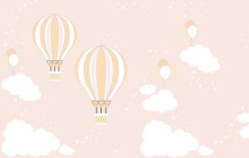 可爱卡通儿童房热气球背景墙壁画