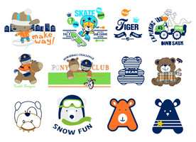 卡通图案印绣花