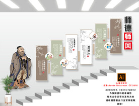 校园楼梯师风文化墙