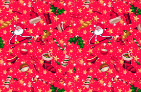 数码印花 圣诞花型 面料印花图
