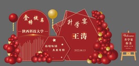 升学宴背景设计迎宾牌红金色喜庆