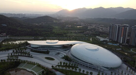 清远奥林匹克体育中心黄昏日落航