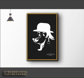 欧洲黑白抽象色块装饰画