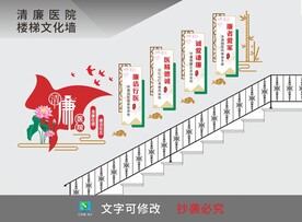 清廉医院楼梯文化墙