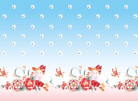 汉服蓝色渐变花红包兔子