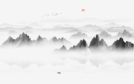 抽象水墨山水画