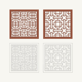 正方形窗花格 花窗 中式图案