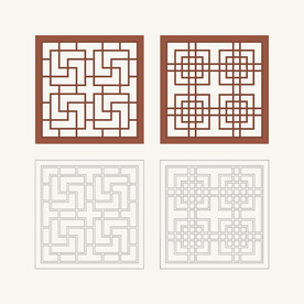 正方形窗花格 花窗 中式图案