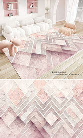 北欧现代简约粉色客厅地毯地垫