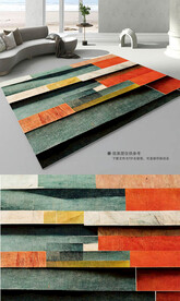 深色绿色复古花纹客厅地毯地垫