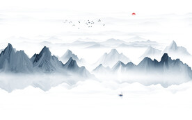 抽象水墨山水画