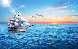 蓝天白云大海背景墙