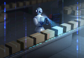 机器人快递仓储海报模板设计