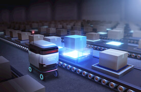 智能机器人配送海报模板设计