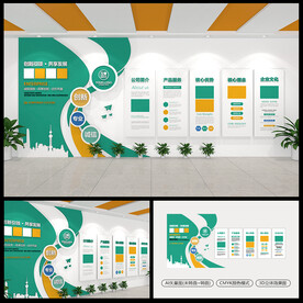 简约绿色大气企业宣传文化墙