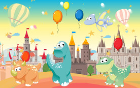 卡通恐龙简约背景墙