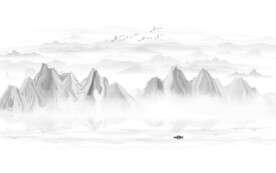 新中式水墨山水画背景墙