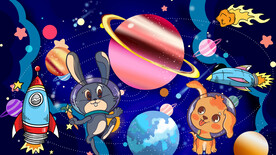 卡通太空动物宇航员背景
